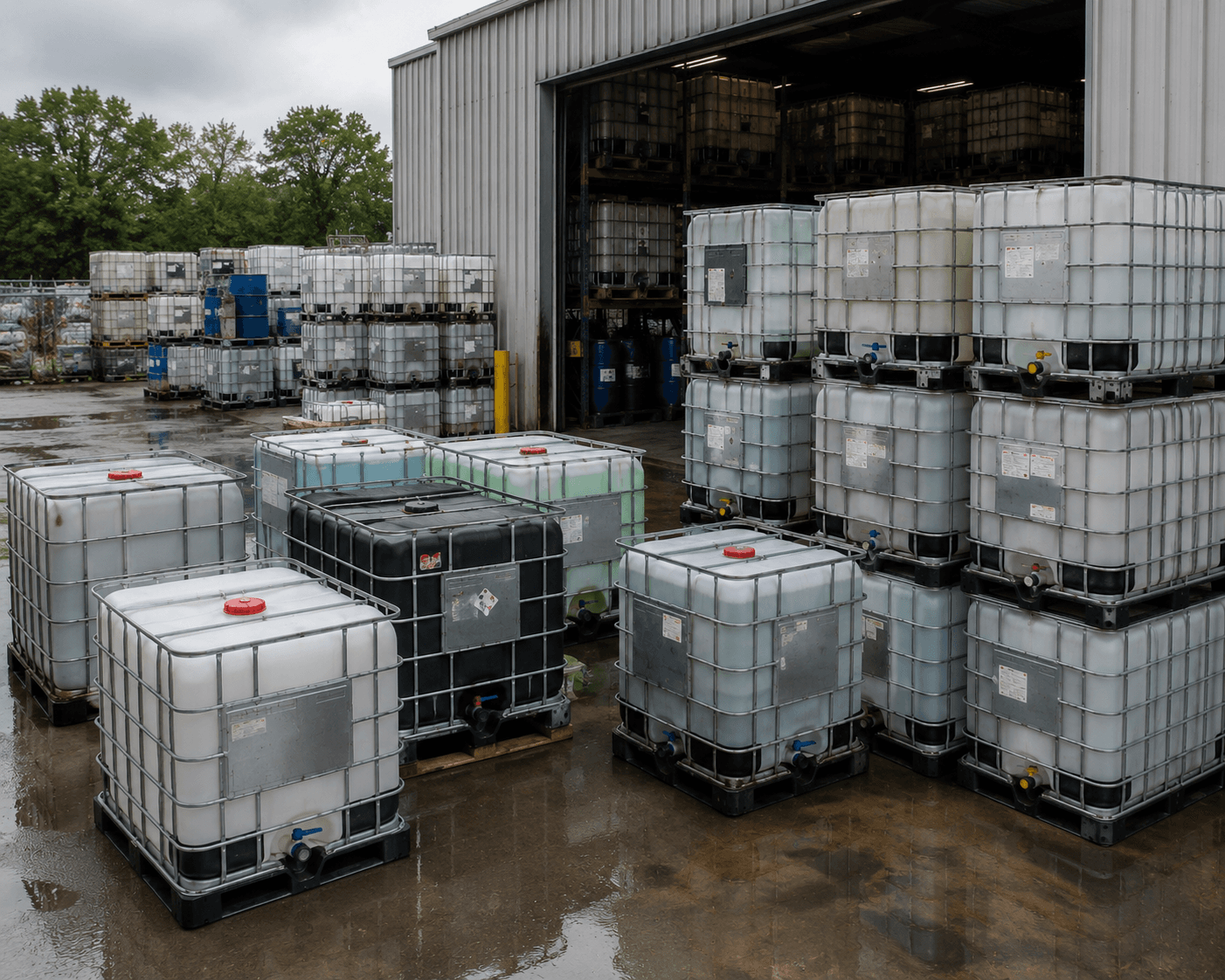 Bulk IBC tote inventory at our Fort Wayne facility